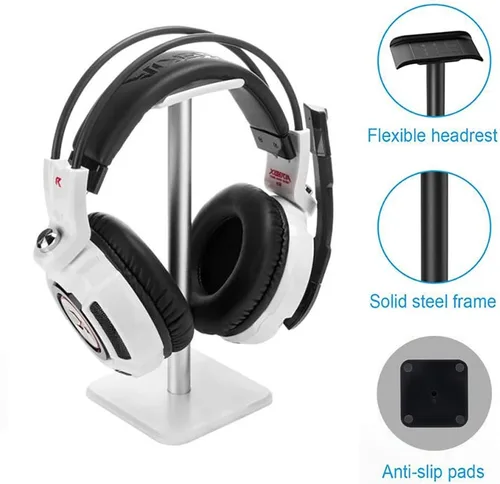 Vista 2 de Soporte de auriculares, soporte universal de metal de aluminio para AirPods Max, HyperX Cloud II, Xbox One, Turtle Beach, Sennheiser, Sony, Bose