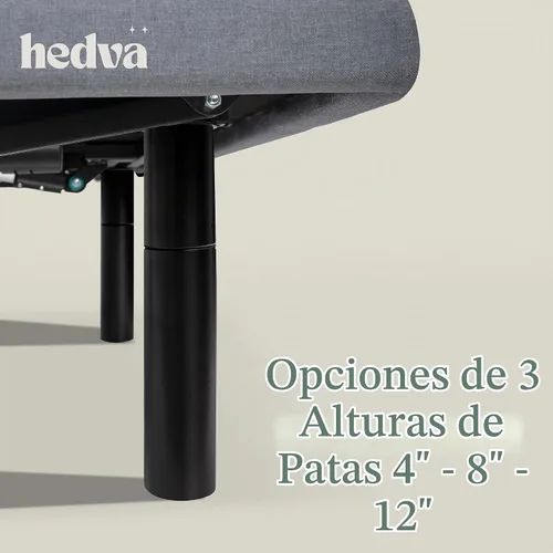 Vista 8 de Hedva Base de cama ajustable con motores de masaje, 4 puertos USB, luz LED, montaje en 5 minutos, múltiples posiciones preestablecidas para máxima