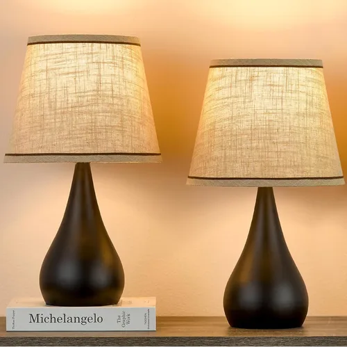 Vista 13 de Juego de 2 lámparas táctiles modernas de 18.1'' para mesita de noche con brillo regulable de 3 niveles, lámparas de mesa para sala de estar