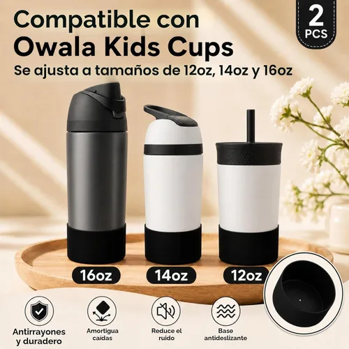 Vista 2 de 2 botas protectoras de silicona compatibles con Owala Kids de 16 onzas y 14 onzas, accesorios para 12 onzas, antideslizantes, resistentes a