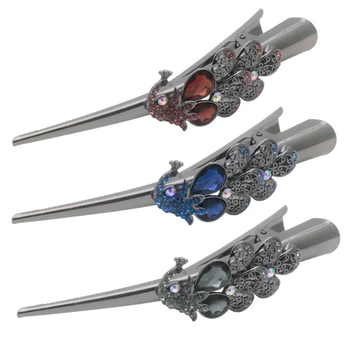 Vista 10 de Fashion & Lifestyle Juego de 3 pinzas de corte de cocodrilo grandes de aleación de metal para mujeres y niñas, horquillas de sujeción bastante