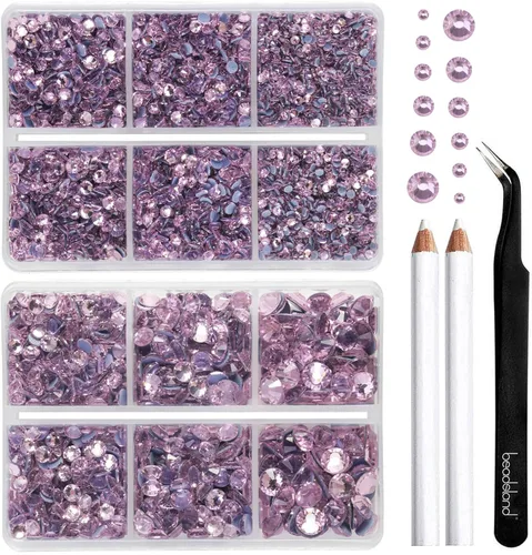 Vista 18 de BEADSLAND Diamantes de imitación termoadhesivos, 6080 piezas de diamantes de imitación azules para manualidades en ropa, 6 tamaños mixtos con lápiz