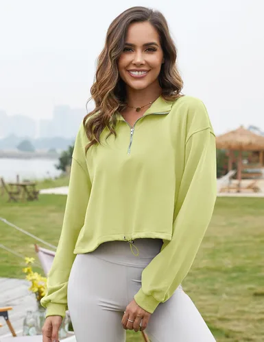 Vista 34 de Flygo Womens Half Zip Sweatshirts Stand Collar Activewear Running Workout Pullover Tops
