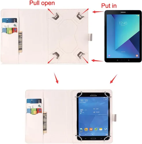Vista 2 de NewShine - Funda universal de 7.0 pulgadas, diseño de mármol de flores de cuero sintético, plegable, con ranuras para tarjetas y bolsillo