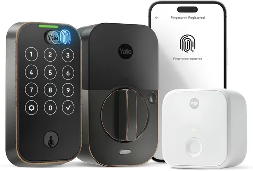 Vista 15 de Yale Assure Lock 2 Touch - Cerradura de puerta de entrada inteligente con llave de níquel satinado con teclado de pantalla táctil conectado