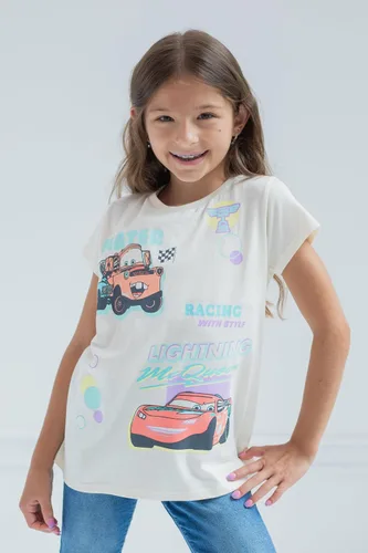 Vista 2 de Disney Lion King Pixar Cars Super Kitties Lightning McQueen Tow Mater Simba - Paquete de 2 camisetas para niñas pequeñas y grandes
