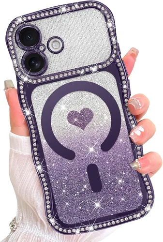 Vista 9 de AIGOMARA Funda magnética rizada para iPhone 17 para mujer, diseño de Negro