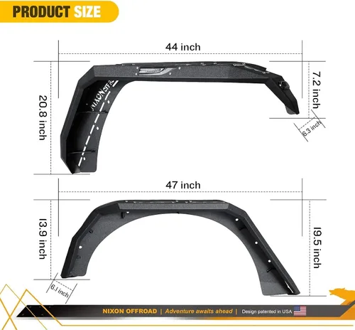 Vista 7 de Guardabarros WOLFSTORM para Wrangler JK 2007-2018 con luces LED DRL
