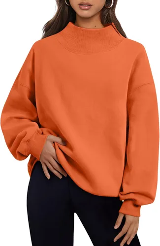 Vista 8 de Trendy Queen Sudaderas de cuello alto para mujer, de gran tamaño, trajes de Albaricoque