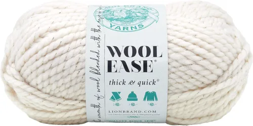 Vista 128 de Lion Brand Yarn - Ovillo de lana Wool-Ease Thick & Quick color fuerza aérea Super Bulky Wool Acrylic Blend Fiber for Soft Hats, Sweaters, Chunky