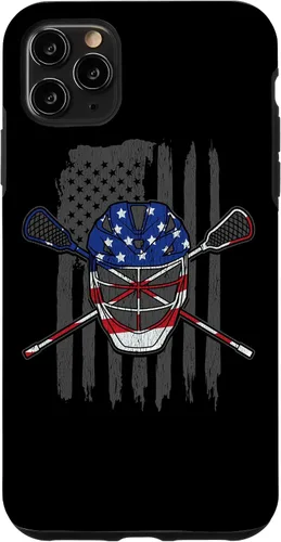 Vista 12 de iPhone 11 bandera estadounidense lacrosse Player Tee Lacrosse Portero caso