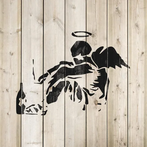 Vista 4 de Plantilla de ángel caído Banksy - Plantilla de Banksy, arte de pared de Banksy, impresiones de Banksy, arte de Banksy, plantilla de graffiti
