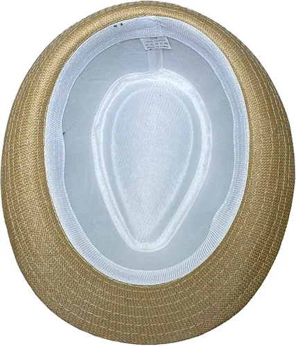 Vista 4 de JK Home Sombrero de paja hawaiano Fedora para hombres y mujeres unisex Trilby Panamá verano sol jazz disfraz de fiesta