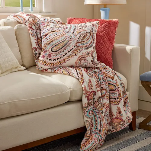 Vista 2 de Vera Bradley Almohada decorativa para mujer con inserto hipoalergénico extraíble, Chimenea a cuadros