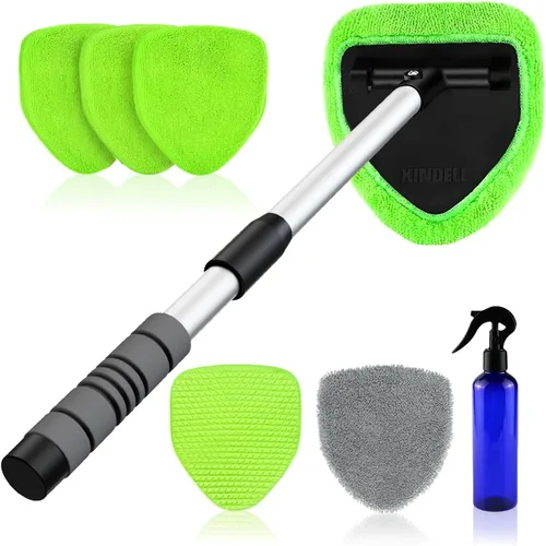 Vista 10 de XINDELL Herramienta de Limpiador de Parabrisas – Kit de Limpieza de Ventanas Interiores de Coche con Mango Extensible y 4 Almohadillas