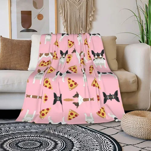 Vista 2 de Rat Terrier - Manta estampada de perro, súper suave y cómoda, 50 x 40 pulgadas, manta cálida reversible y mullida para cama, sofá, viajes, campamento