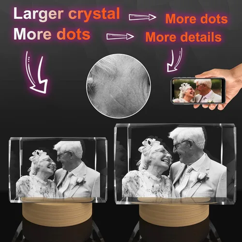 Vista 4 de Regalos personalizados con fotos de cristal 3D para ella, esposa, mamá, papá, mujeres, hombres, parejas, regalos personalizados con imágenes