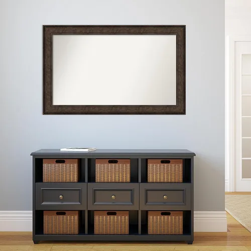 Vista 723 de Amanti Art Espejo de pared personalizado no biselado (25 x 25 pulgadas), marco de bronce acentuado, varios tamaños personalizados, espejo de baño
