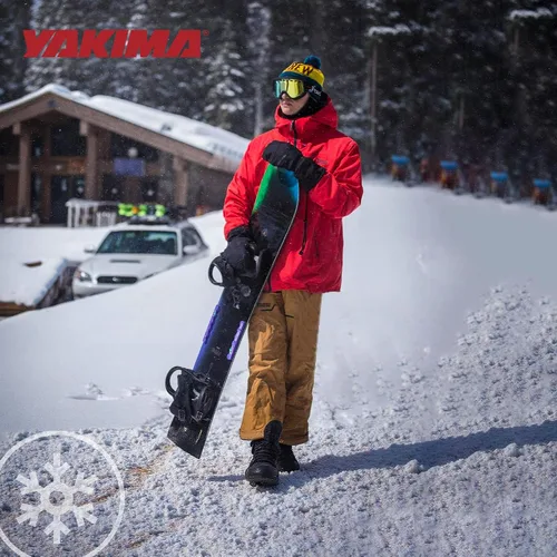 Vista 7 de Portaequipajes de techo Yakima para 4 pares de esquís o 2 tablas de snowboard, montaje universal para auto con bisagra expandible, FatCat EVO 4