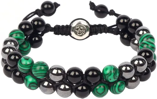 Vista 14 de Pulsera de triple protección, para proteger y equilibrar, pulseras hechas a mano con cristal energético para hombres y mujeres Azul