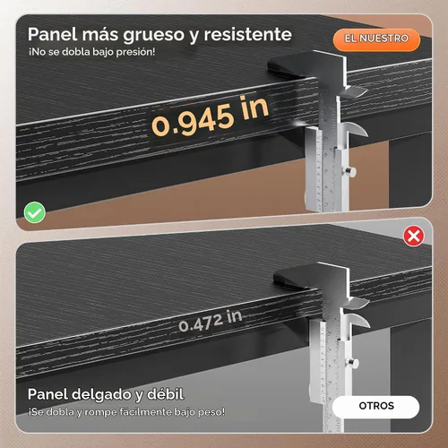 Vista 5 de Huuger Escritorio en forma de L de 55 pulgadas con tomas de corriente y puerto USB-C, escritorio de computadora reversible, escritorio de esquina