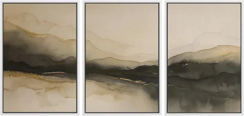 Vista 209 de SIGNWIN Lienzo enmarcado para pared, juego de arte de collage de hojas transparentes en blanco y negro, ilustraciones de naturaleza silvestre, arte