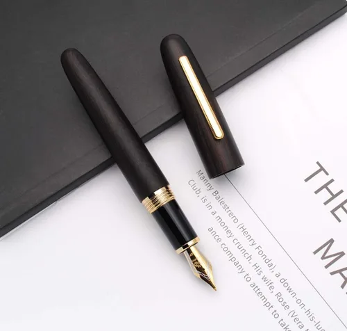 Vista 7 de Jinhao 9056 - Pluma estilográfica de madera natural hecha a mano (madera de ébano, plumín medio de 0.7mm)