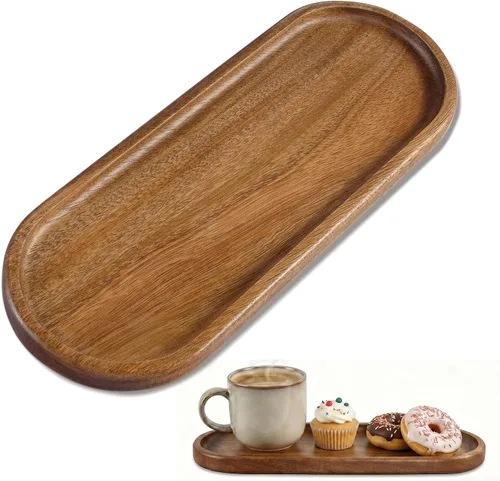Vista 17 de Bandeja pequeña de madera Bandeja de madera de acacia para tocador, encimera de baño, mesa de café e inodoro Perfecto para joyas, llaves