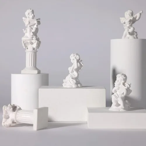 Vista 3 de LIYAOLI 4 piezas de decoración de querubines de 2.7 pulgadas y 2 piezas de columnas decorativas romanas accesorios de disparo, estatuas de ángel