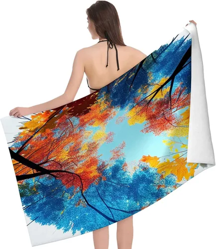 Vista 14 de Toalla de playa y piscina con diseño de bandera de línea azul en blanco y negro, toalla de playa grande suave y absorbente para natación, deportes