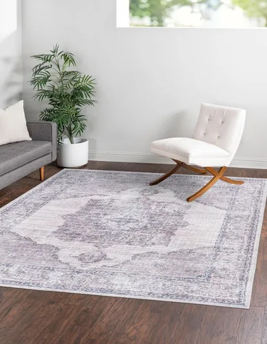 Vista 9 de Unique Loom Mangata Collection - Alfombra de área Mariah (Runner 2' 0" x 7' 10", marfil y gris/negro)