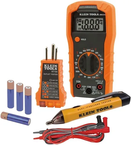 Vista 2 de Klein Tools Kit de prueba eléctrica con multímetro digital, probador de voltaje sin contacto y estuche de transporte
