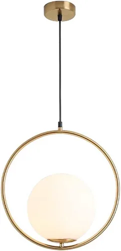 Vista 9 de KCO Iluminación moderna de globo de vidrio esmerilado, lámpara colgante de 1 luz grande globo colgante lámpara colgante de bola ajustable para isla