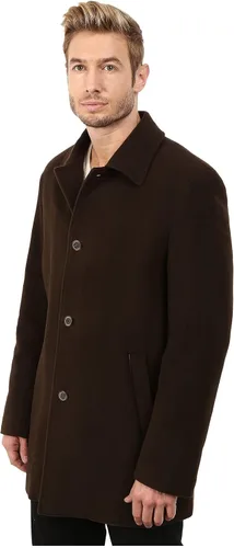 Vista 2 de Cole Haan Abrigo clásico de mezcla de cachemira para hombre con cuello de camisa