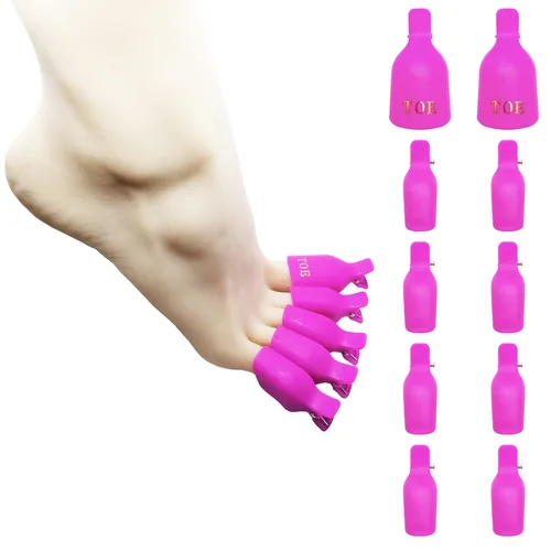 Vista 15 de Kit de removedor de esmalte de uñas de gel con 10 clips de removedor de esmalte de uñas rosa con tapa, botella dispensadora, empujador de cutículas