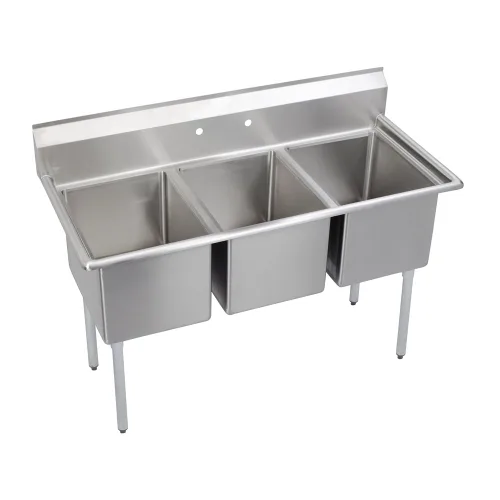 Vista 8 de Elkay Foodservice Fregadero de 3 compartimentos, 88 x 25.75 pulgadas OA, altura de trabajo de 36 pulgadas, cuenco de 16 x 20, 12 profundos
