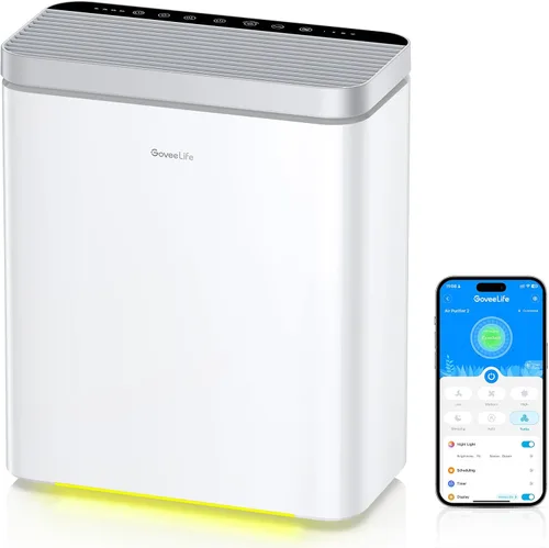 Vista 9 de GoveeLife Purificador de aire inteligente para el hogar, habitaciones grandes, cubre hasta 1046 pies cuadrados, monitor PM2.5, modo de sueño, filtro