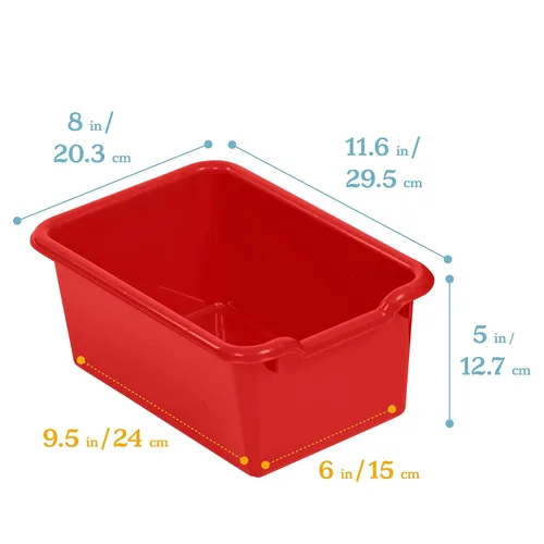 Vista 2 de ECR4Kids Cubo de almacenamiento frontal con cucharada, organización multiusos, color rojo, 5 piezas