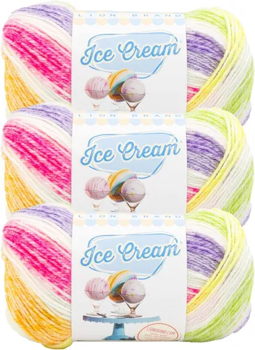 Vista 50 de Lion Brand Yarn, Hilo para Bebé Ice Cream para tejer, ganchillo y manualidades, Baseball Nut, 1 paquete, fibra acrílica colorida de peso DK