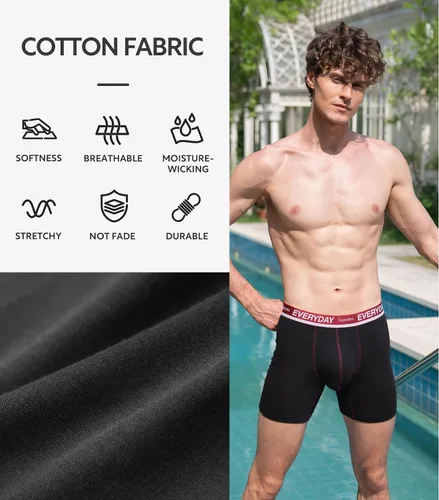 Vista 9 de Separatec Men's Underwear Cotton Boxer Briefs Breathable and Soft with Dual Pouch Design 7 Pack
