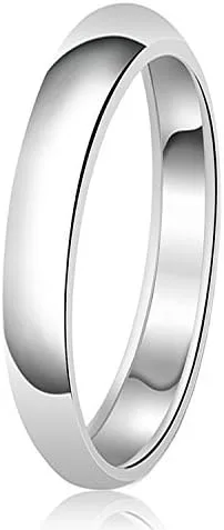Vista 2 de Tioneer Sterling Silver Plain Dome Wedding Band for Men and Women, Made In USA - Custom Text Personalized Ring, 3mm to 8mm Width, Size 4-13
