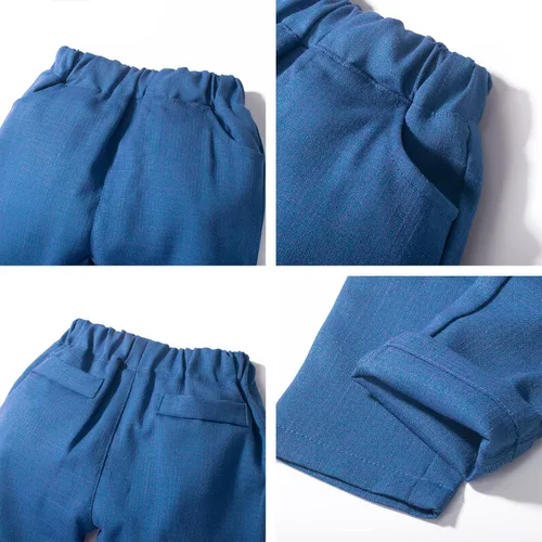 Vista 5 de Yilaku Ropa de vestir para niño pequeño, traje formal con chaleco, camisa y pantalones, conjuntos de caballero para niños de 2 a 7 años