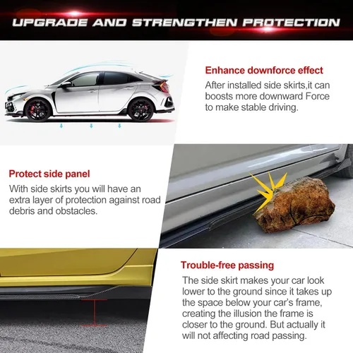 Vista 5 de Xotic Tech - Faldas laterales inferiores para automóvil, protector de panel basculante, divisor de alas, difusor de línea inferior, kit de cuerpo