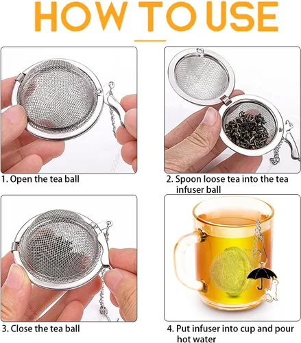 Vista 4 de Infusor de té con dije de gato, bola de té de hojas sueltas TeaSanavie y colador, té de malla fina de acero inoxidable 304 de alta calidad, regalo