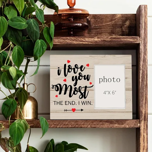 Vista 3 de I Love You Most Gifts - Marco de fotos de madera con corazones para él, su cumpleaños, aniversario, Navidad, regalo sentimental "I Love You
