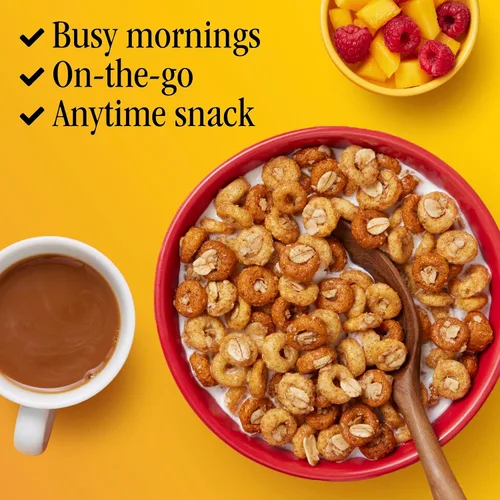 Vista 7 de Cheerios Oat Crunch Cinnamon Cereal de Desayuno, Hecho con Grano Entero, Tamaño Grande, 18.2 oz