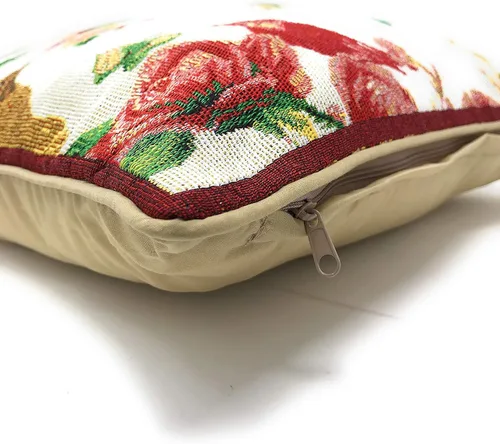 Vista 3 de Tache 6250-CC - Funda de cojín tejida para cojín festivo con diseño floral de Navidad, diseño floral, color rojo, 1 pieza de 16 x 16 pulgadas