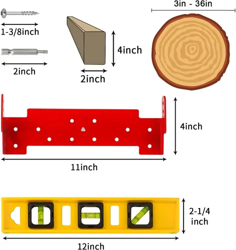 Vista 3 de Zozen Soportes Metálicos de Carril Guía para Aserradero de Motosierra, Paquete de 2 Soportes con Nivel y Tornillos, Utilizados para Madera de 2x4