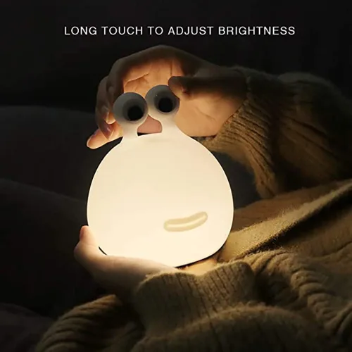 Vista 2 de Slug - Luz nocturna para niños, lámpara de silicona recargable por USB, lindas lámparas de animales con control táctil y temporizador y regulable