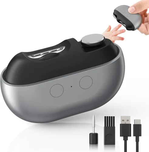 Vista 10 de Cortaúñas eléctrico con carga USB: cortaúñas automático con luz LED y almacenamiento de clip, recortadora de uñas de seguridad recargable por USB